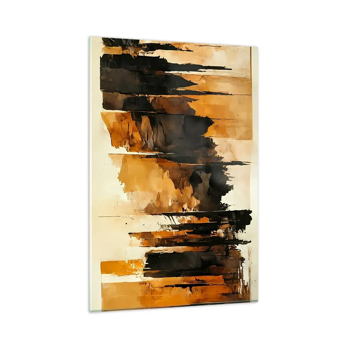 Obraz na skle - Harmónia čiernej a zlatej - 80x120 cm