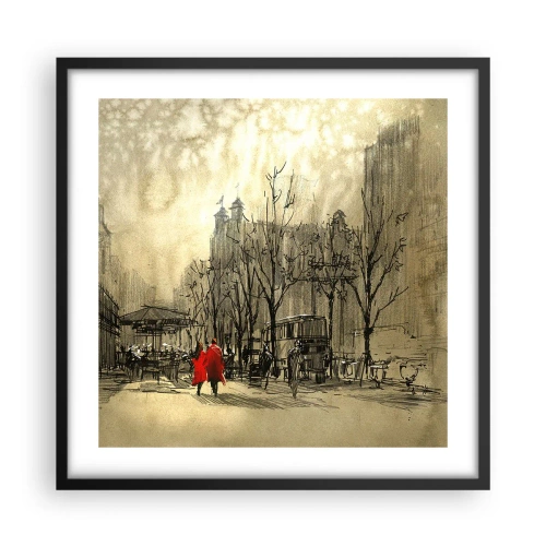 Plagát v čiernom ráme - Rande v londýnskej hmle - 50x50 cm