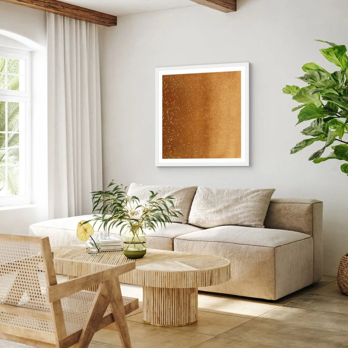 Plagát v bielom ráme - Zrodenie svetla - 60x60 cm