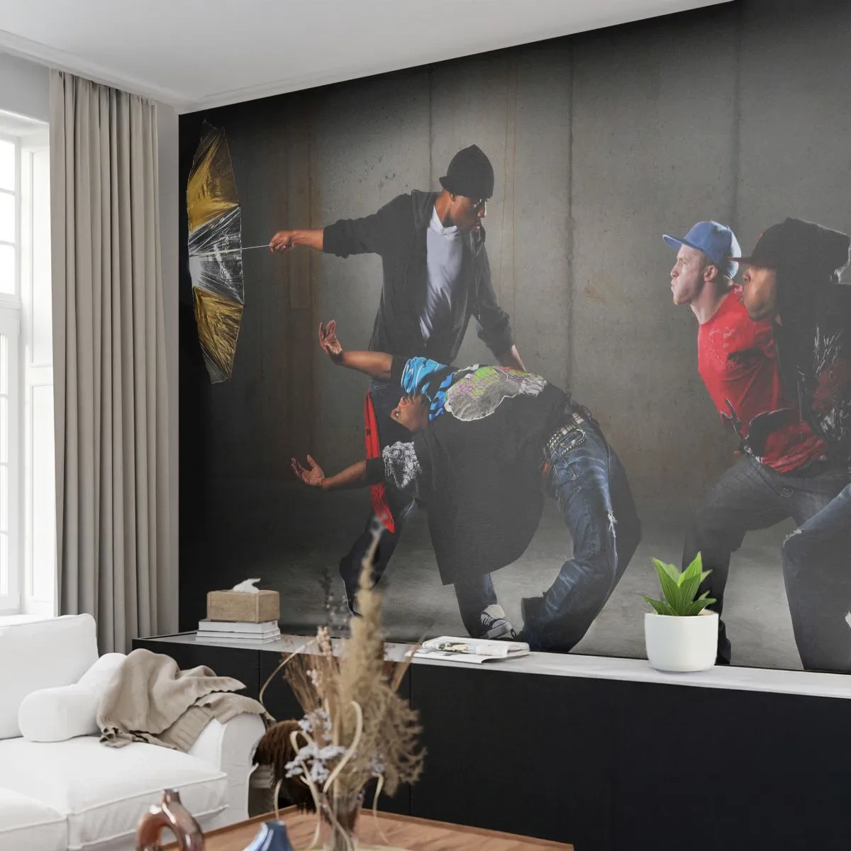 Samolepiaca Fototapeta Deluxe Sticker - Tancujúci s pouličným vetrom - Tancujte, Hudba, Ľudia - 250x175 cm