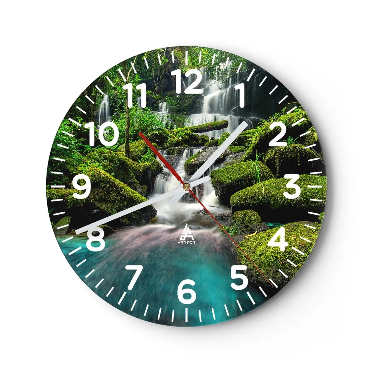 Nástenné hodiny - Tyrkys, zafíry a tekuté striebro - 40x40 cm