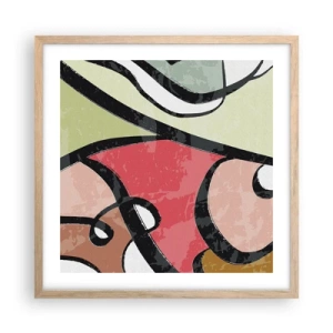 Plagát v ráme zo svetlého duba - Piruety uprostred farieb - 50x50 cm