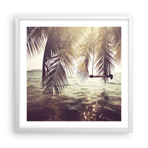 Plagát v bielom ráme - Hojdať sa ľubovoľne v oblakoch - 50x50 cm