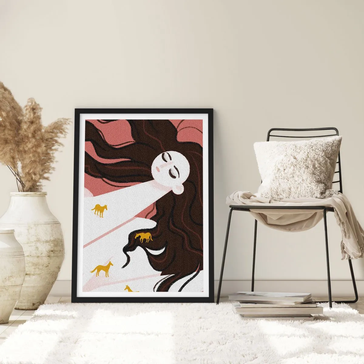 Plagát v čiernom ráme - Sen o zlatom koni - 70x100 cm