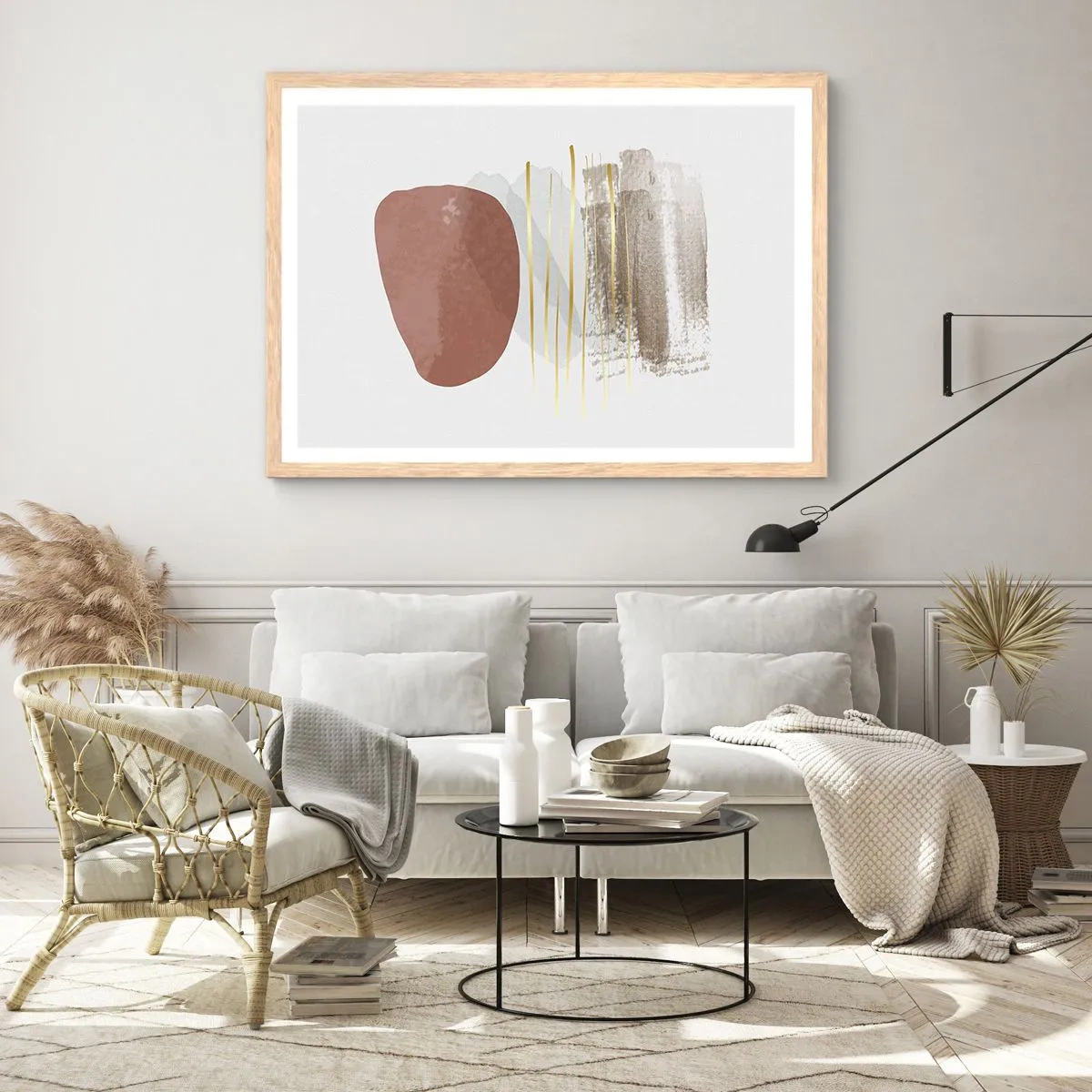 Plagát v ráme zo svetlého duba - Abstraktná kolonáda - 100x70 cm