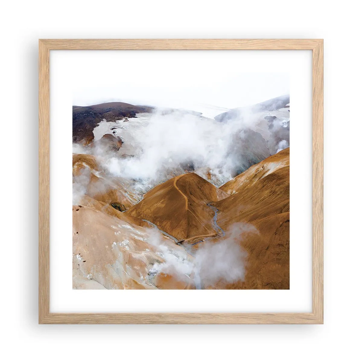 Plagát v ráme zo svetlého duba - Drsná krása Islandu - 40x40 cm