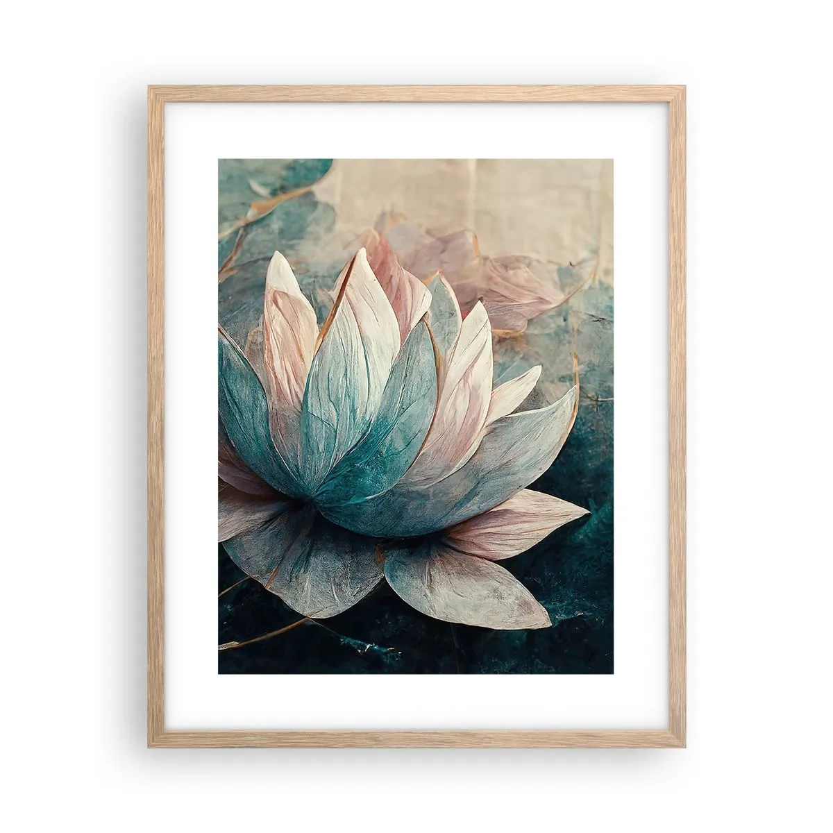 Plagát v ráme zo svetlého duba - Hviezdy a jazero - 40x50 cm