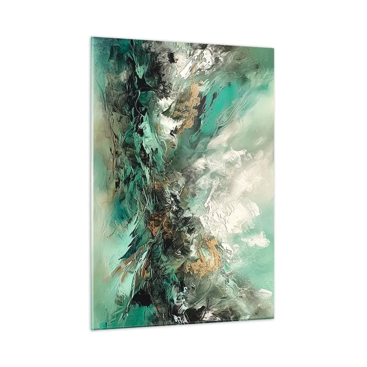 Obraz na skle - Smaragdovočierne vlnobitie - 50x70 cm