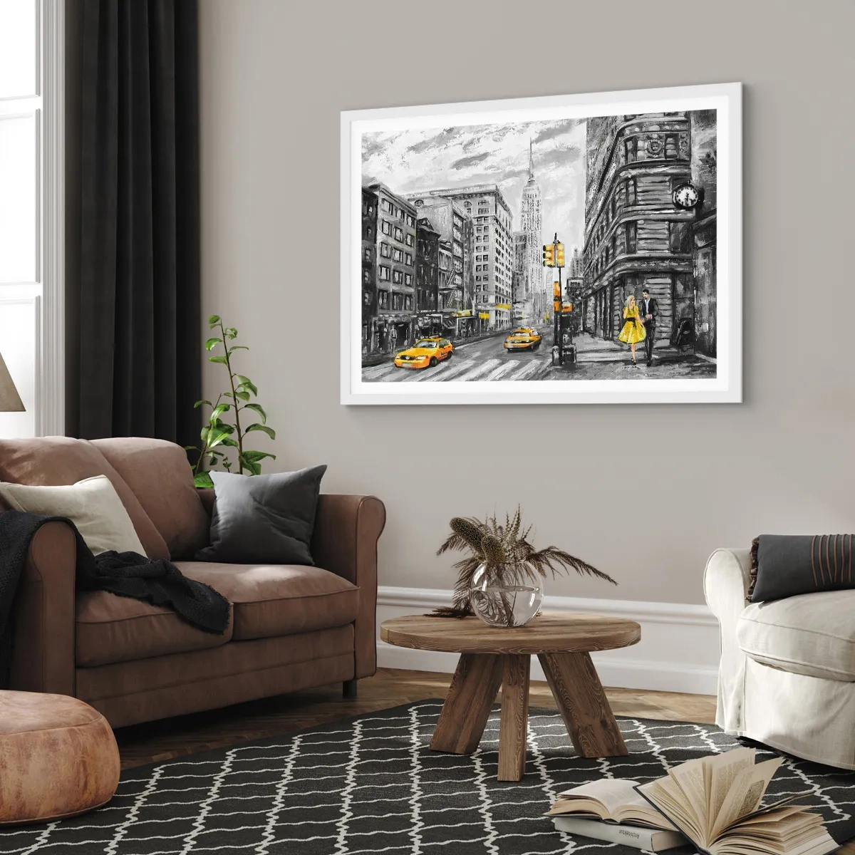 Plagát v bielom ráme - Newyorský príbeh - 70x50 cm