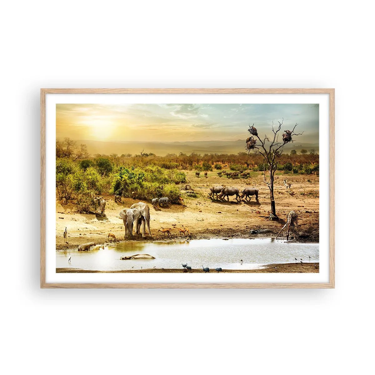 Plagát v ráme zo svetlého duba - „Z raja opäť pramenila rieka…“ - 91x61 cm