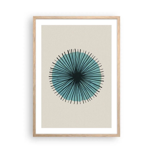Plagát v ráme zo svetlého duba - Žiariaca modrá - 50x70 cm