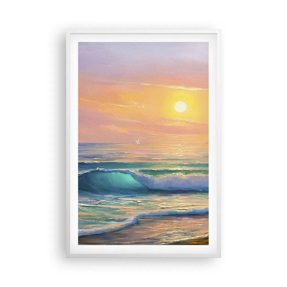 Plagát v bielom ráme - Tyrkysová pieseň vĺn - 61x91 cm