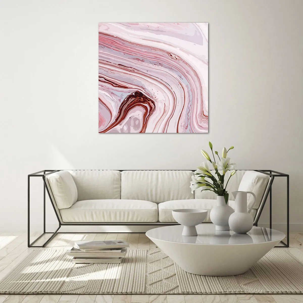 Obraz na skle - Rovno, potom vpravo dole - 50x50 cm