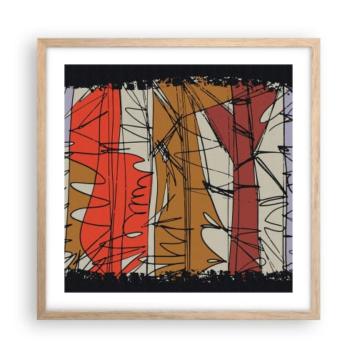 Plagát v ráme zo svetlého duba - Spontánna kompozícia - 50x50 cm