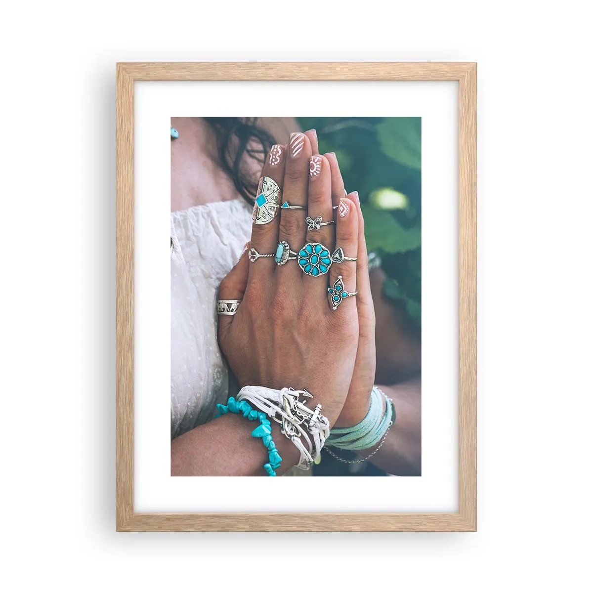 Plagát v ráme zo svetlého duba - Vitajte v centre bytia - 30x40 cm