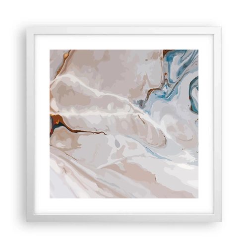 Plagát v bielom ráme - Modré meandre pod bielou - 40x40 cm