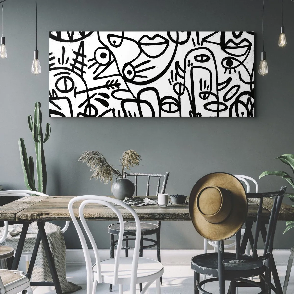 Obraz na plátne - Tváre a preludy - 160x50 cm