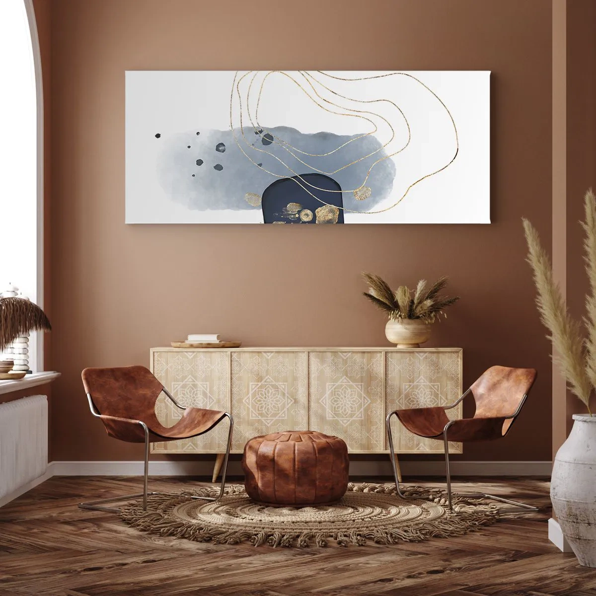 Obraz na plátne - Modro-zlatá fantázia - 120x50 cm
