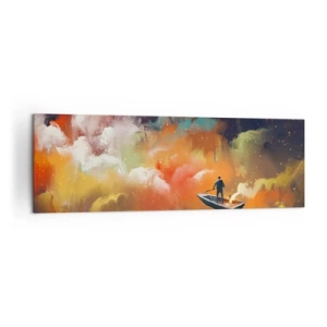 Obraz na plátne - Loďou cez galaxiu - 160x50 cm