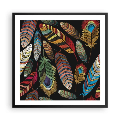 Plagát v čiernom ráme - Vtáčí karneval - 60x60 cm