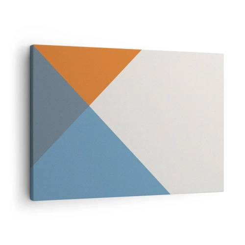 Obraz na plátne - Geometrické trojuholníky v odtieňoch modrej a oranžovej - 70x50cm - Pod uhlom… - Moderná nástenná dekorácia do obývacej izby a spálne ARTTOR
