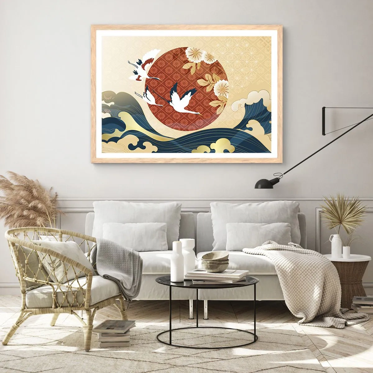 Plagát v ráme zo svetlého duba - Japonská rozprávka - 50x40 cm