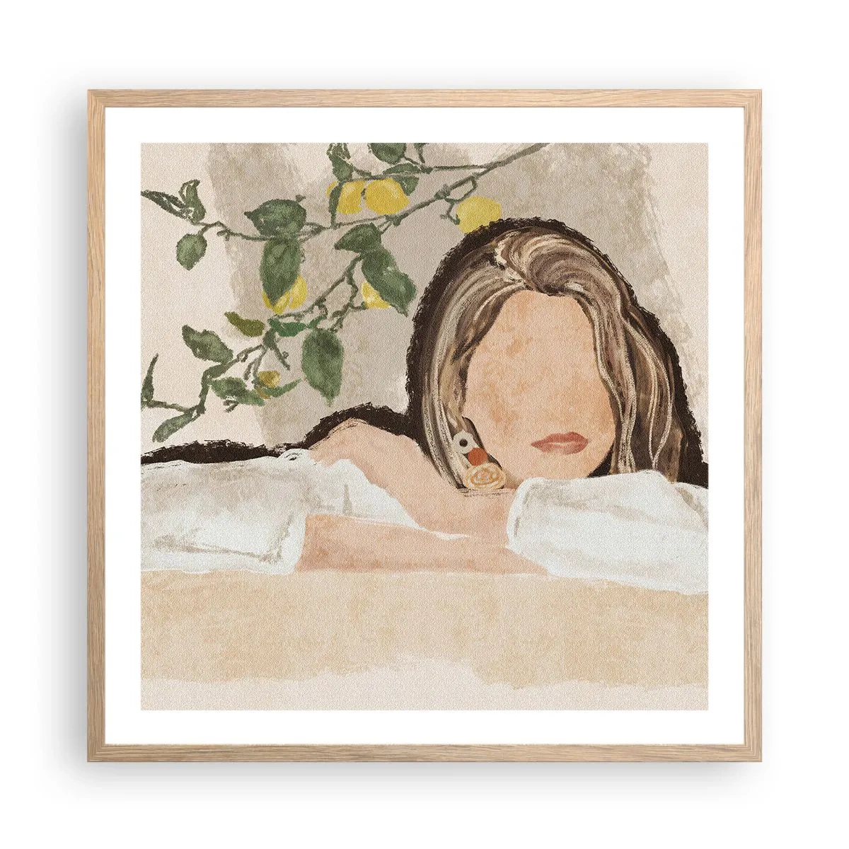 Plagát v ráme zo svetlého duba - Kráska z juhu - 60x60 cm