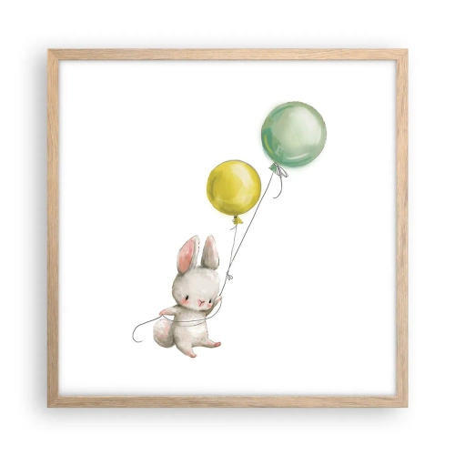 Plagát v ráme zo svetlého duba - Poletím aj ja! - 50x50 cm