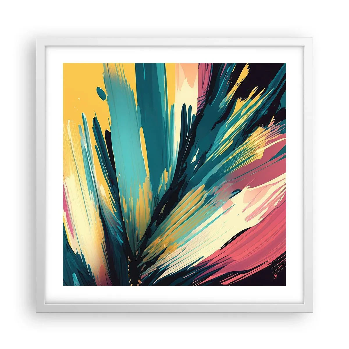 Plagát v bielom ráme - Kompozícia – explózia radosti - 50x50 cm