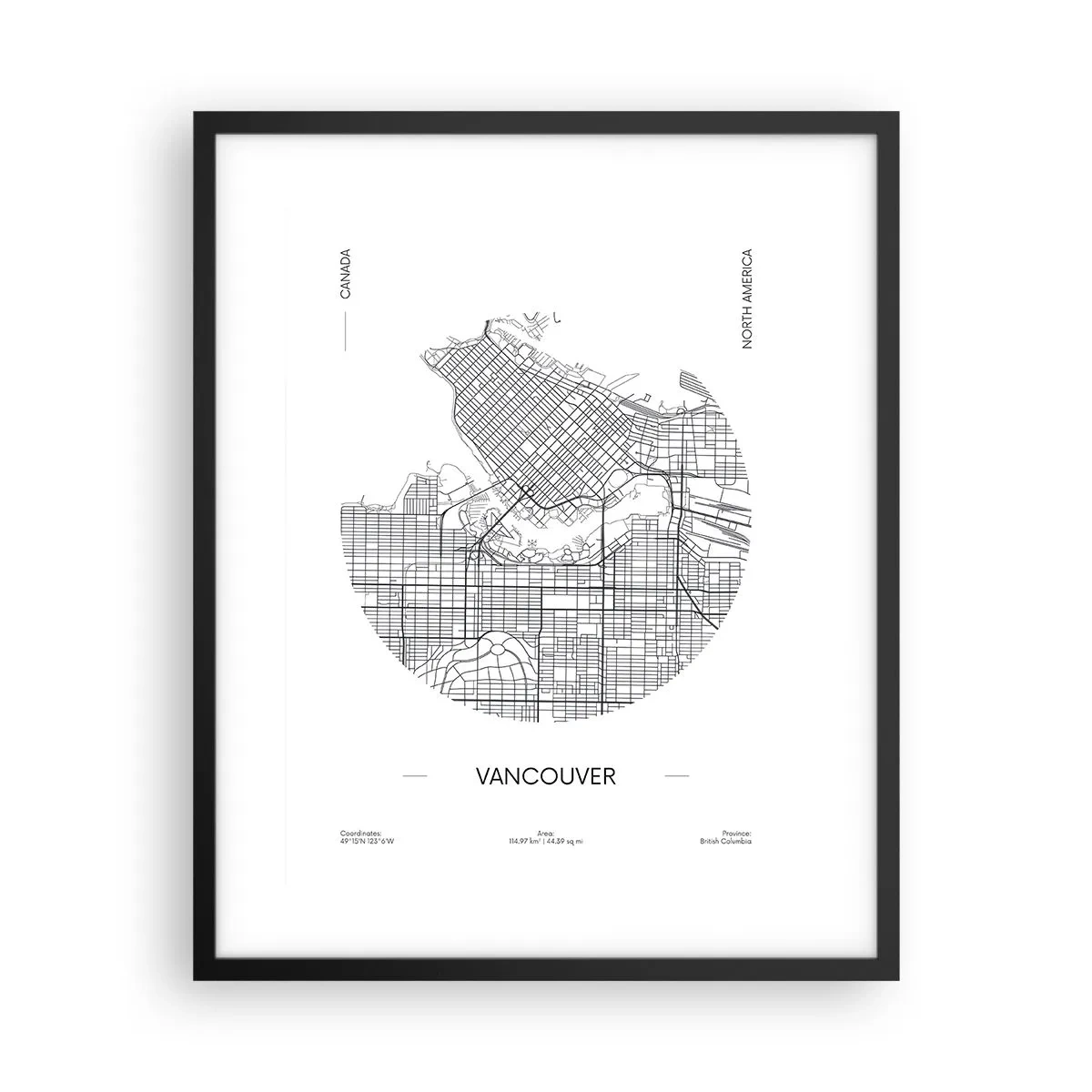Plagát v čiernom ráme - Anatómia Vancouveru - 40x50 cm