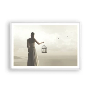 Plagát v bielom ráme - Buď slobodná - 91x61 cm