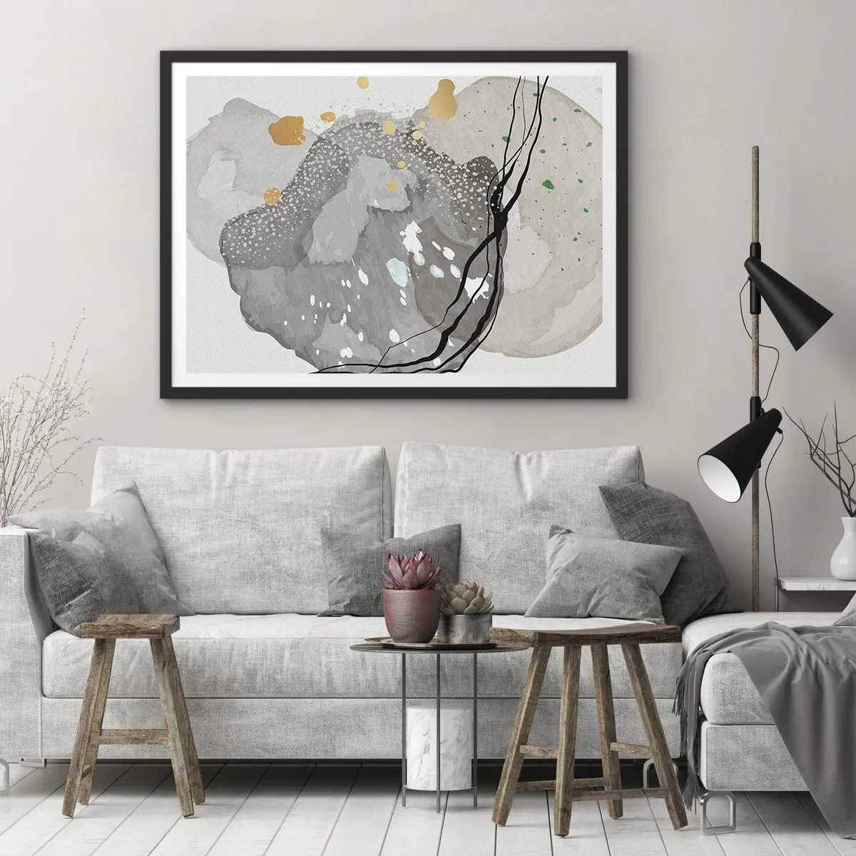 Plagát v čiernom ráme - Organická kompozícia - 100x70 cm