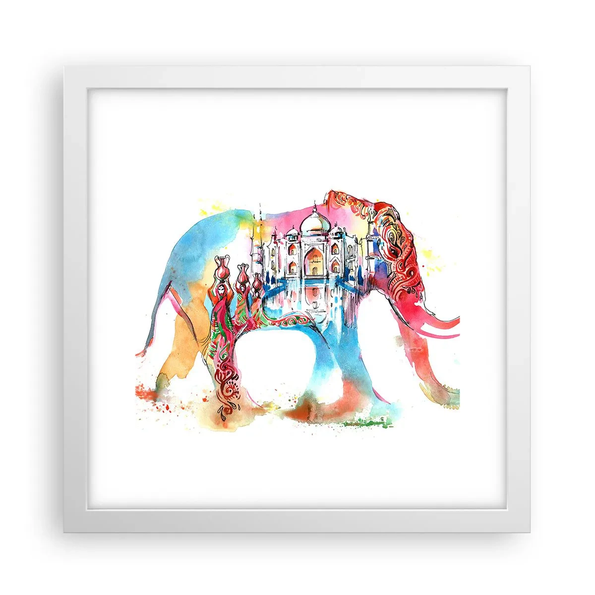 Plagát v bielom ráme - India - aura lásky - 30x30 cm