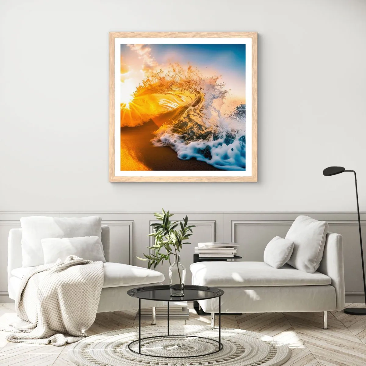 Plagát v ráme zo svetlého duba - Hra v piesku - 60x60 cm