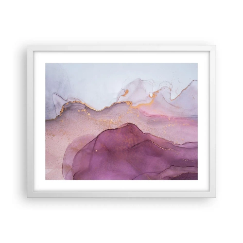 Plagát v bielom ráme - Fialové a ľalové vlny - 50x40 cm