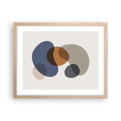 Plagát v ráme zo svetlého duba - Kvapky farieb - 50x40 cm
