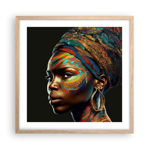 Plagát v ráme zo svetlého duba - Africká kráľovná - 50x50 cm
