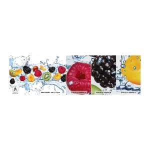 Vzorka fototapety Premium Canvas - Bavte sa s nami - Ovocie, Abstrakcia, 3D - 100x30 cm
