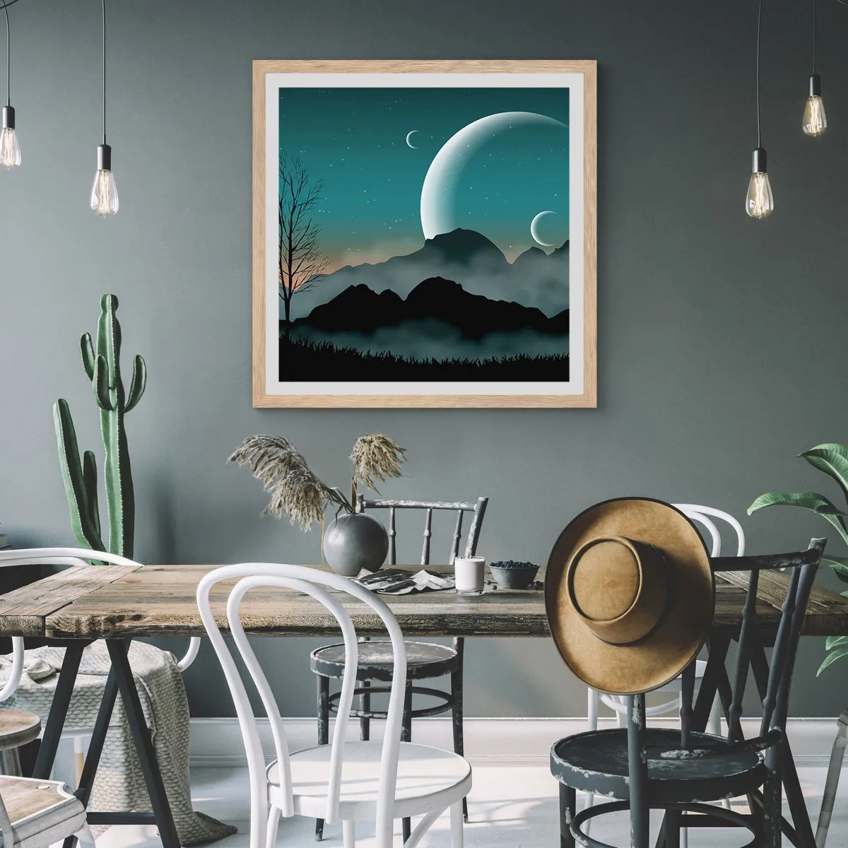 Plagát v ráme zo svetlého duba - Karneval hviezdnej noci - 50x50 cm