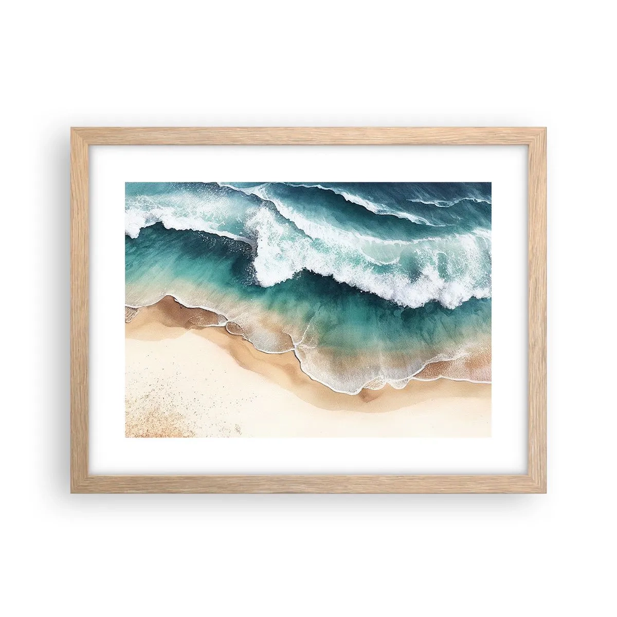 Plagát v ráme zo svetlého duba - Odveké stretnutie - 40x30 cm