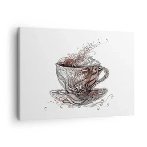 Obraz na plátne - Dekoratívna šálka kávy s umeleckým vzorom - 70x50cm - Čaj dobrý na všetko - Moderná nástenná dekorácia do obývacej izby a spálne ARTTOR