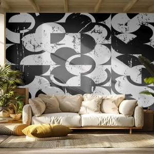Fototapeta Standard Eco - Abstraktný geometrický vzor v čiernej a bielej farbe - 100x70cm - Biele je biele a čierne čierne - Moderná nástenná dekorácia do obývacej izby a spálne ARTTOR