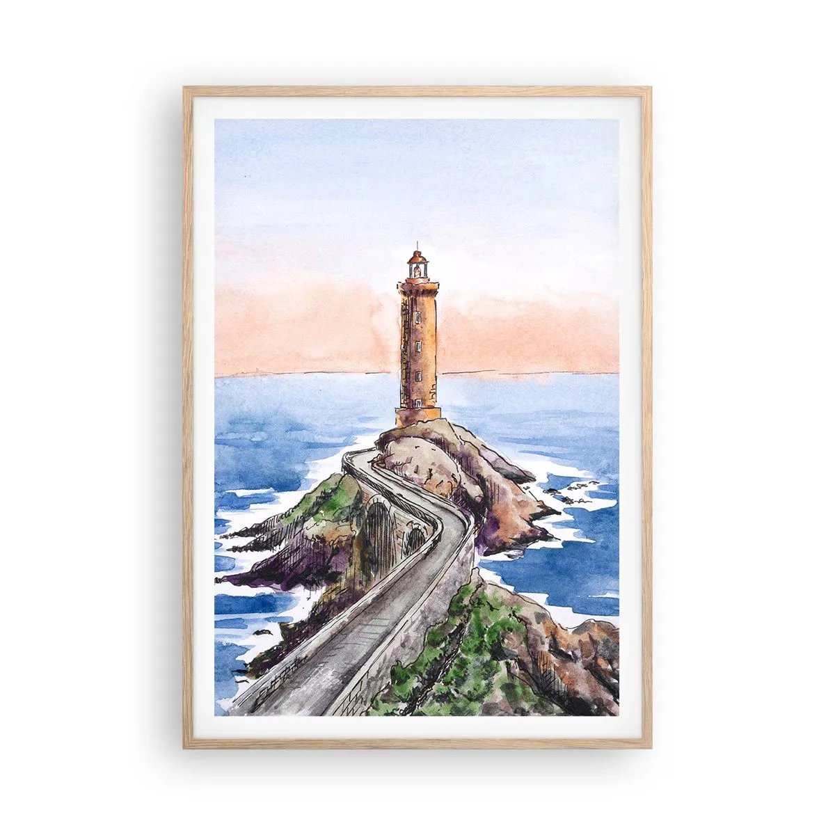 Plagát v ráme zo svetlého duba - Tvárou v tvár moru - 70x100 cm