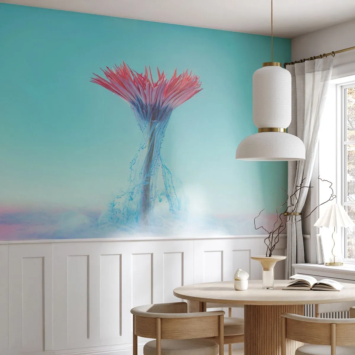 Fototapeta Standard Eco - Moderný kvetinový aranžmán s vodnými efektmi - 100x70cm - V osviežujúcom objatí - Moderná nástenná dekorácia do obývacej izby a spálne ARTTOR