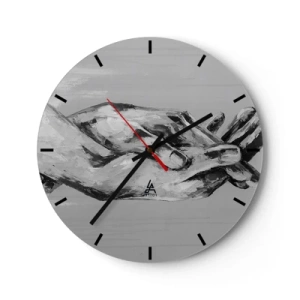 Nástenné hodiny - Symbolické ruky v odtieňoch sivej zachytené umeleckým štýlom - 30x30cm - Začiatok… - Moderná nástenná dekorácia do obývacej izby, kuchyne a spálne ARTTOR
