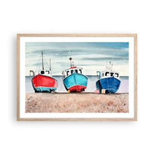 Plagát v ráme zo svetlého duba - Pripravené na úlovok - 70x50 cm