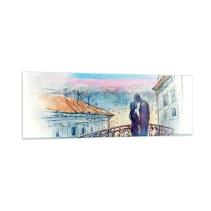 Obraz na skle - Parížski milenci - 90x30 cm