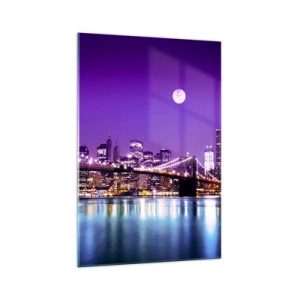 Obraz na skle - Svetlá veľkomesta vo fialovej - 70x100 cm