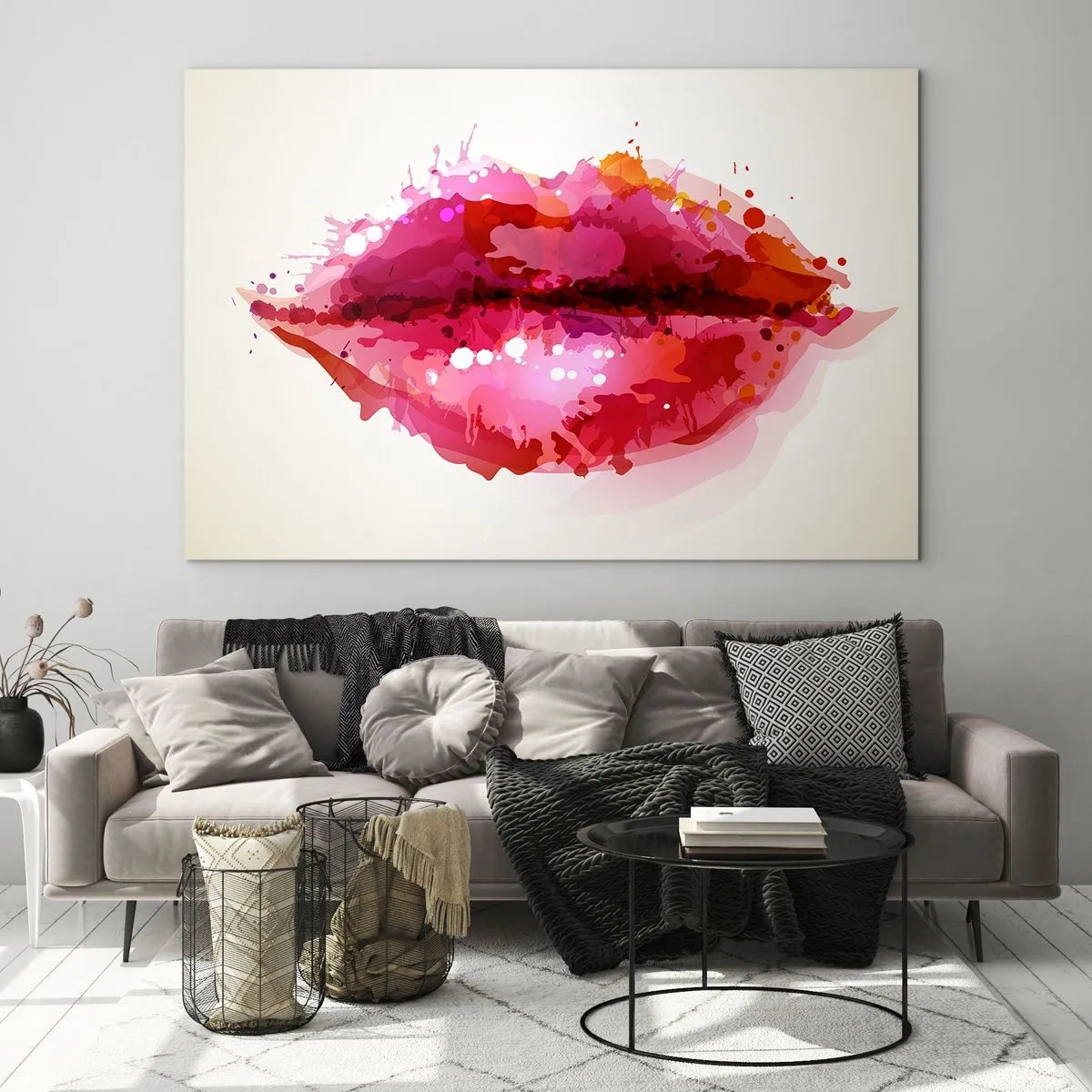 Obraz na skle - Abstraktné pery v žiarivých farbách - 70x50cm - Červenejšia ako červená - Moderná nástenná dekorácia do obývacej izby a spálne ARTTOR