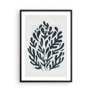 Plagát v čiernom ráme - Čierna rastlinná kompozícia na svetlom pozadí - 50x70cm - Tvary prírody - Moderná nástenná dekorácia do obývacej izby a spálne ARTTOR